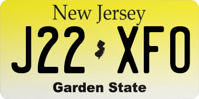 NJ license plate J22XFO