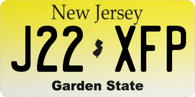 NJ license plate J22XFP