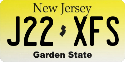 NJ license plate J22XFS