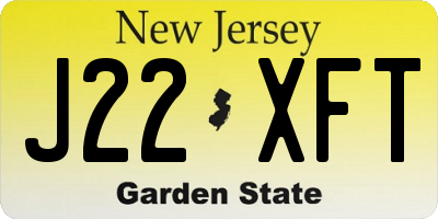 NJ license plate J22XFT
