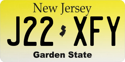 NJ license plate J22XFY