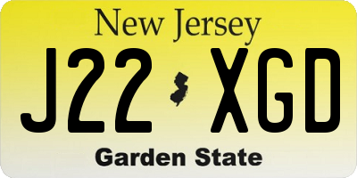 NJ license plate J22XGD