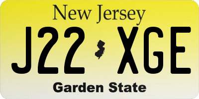 NJ license plate J22XGE