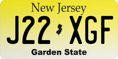 NJ license plate J22XGF