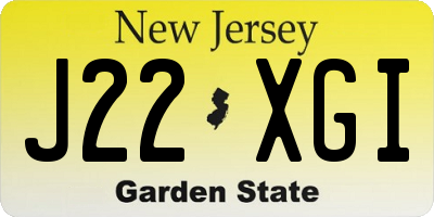 NJ license plate J22XGI