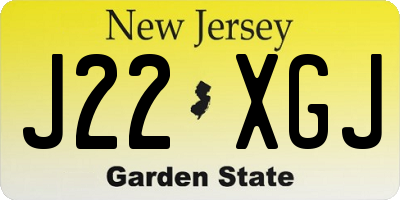 NJ license plate J22XGJ