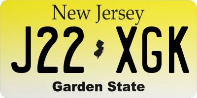 NJ license plate J22XGK