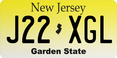 NJ license plate J22XGL