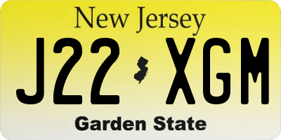 NJ license plate J22XGM