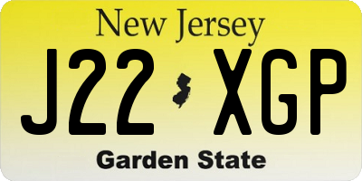 NJ license plate J22XGP
