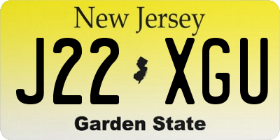 NJ license plate J22XGU