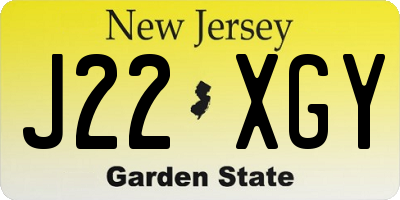 NJ license plate J22XGY