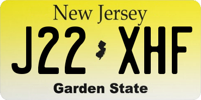 NJ license plate J22XHF