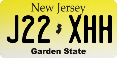 NJ license plate J22XHH