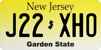 NJ license plate J22XHO