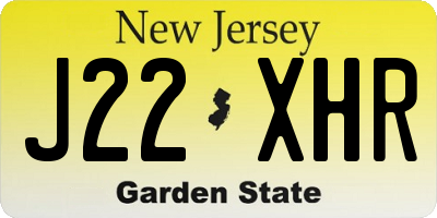 NJ license plate J22XHR