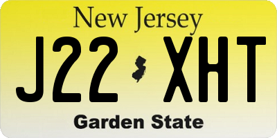 NJ license plate J22XHT