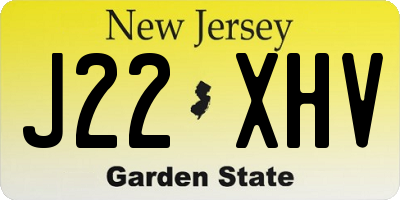 NJ license plate J22XHV
