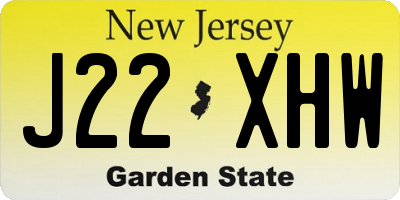 NJ license plate J22XHW
