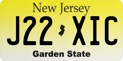 NJ license plate J22XIC
