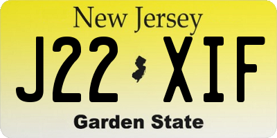 NJ license plate J22XIF