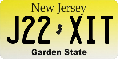 NJ license plate J22XIT