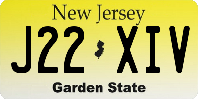 NJ license plate J22XIV
