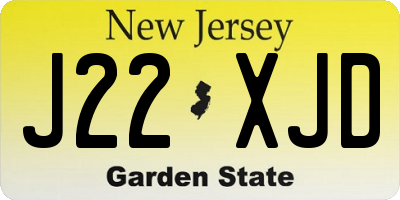 NJ license plate J22XJD