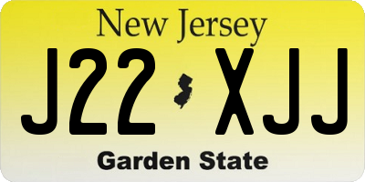 NJ license plate J22XJJ
