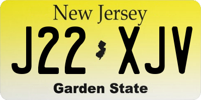 NJ license plate J22XJV