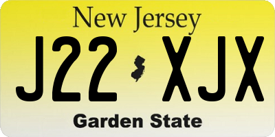 NJ license plate J22XJX