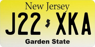 NJ license plate J22XKA