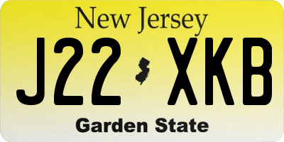 NJ license plate J22XKB