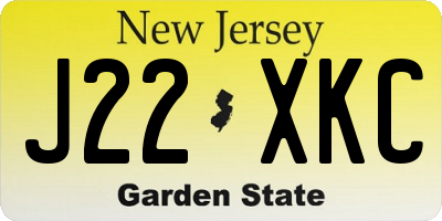 NJ license plate J22XKC