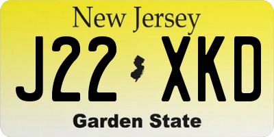 NJ license plate J22XKD