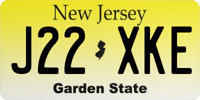 NJ license plate J22XKE