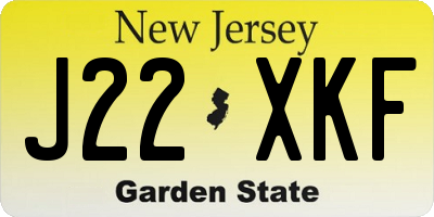 NJ license plate J22XKF