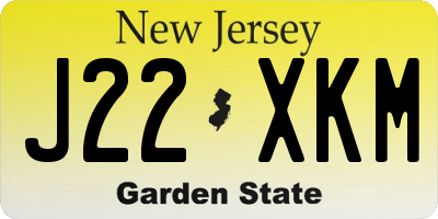 NJ license plate J22XKM