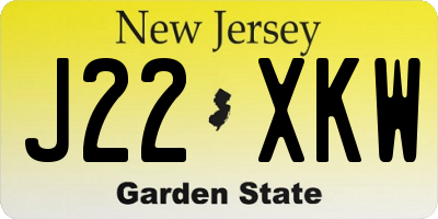 NJ license plate J22XKW