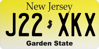 NJ license plate J22XKX