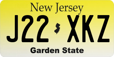 NJ license plate J22XKZ