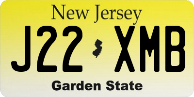 NJ license plate J22XMB