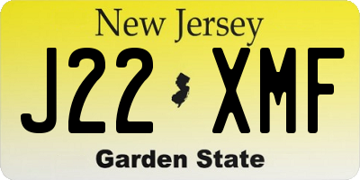 NJ license plate J22XMF