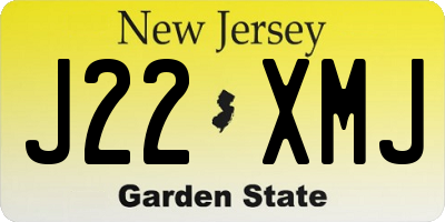 NJ license plate J22XMJ