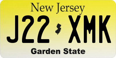 NJ license plate J22XMK