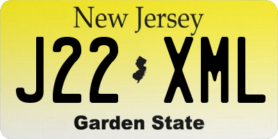 NJ license plate J22XML