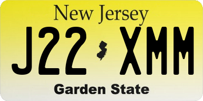 NJ license plate J22XMM