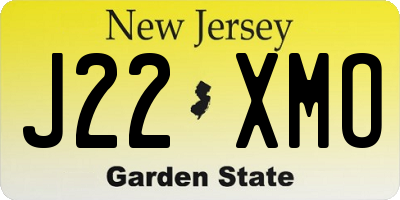 NJ license plate J22XMO