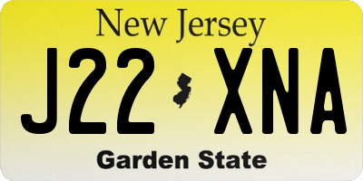 NJ license plate J22XNA