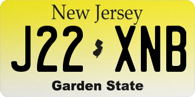 NJ license plate J22XNB